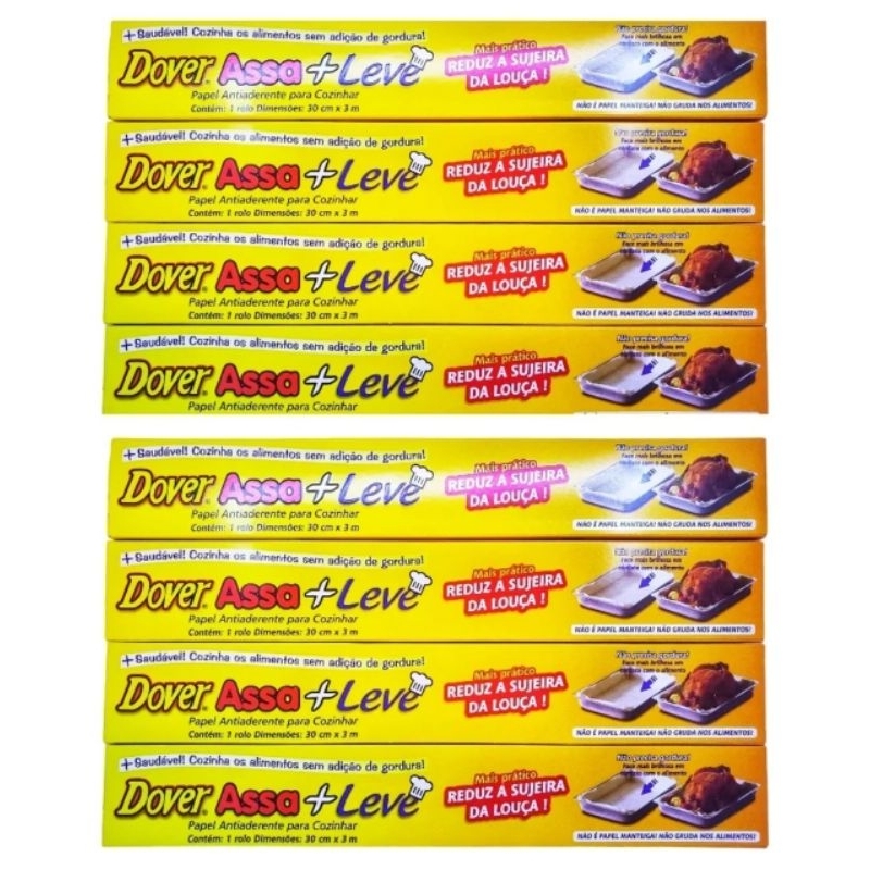 Papel Antiaderente Dover Assa Mais Leve 30cm X 3m Kit 8 Unidades