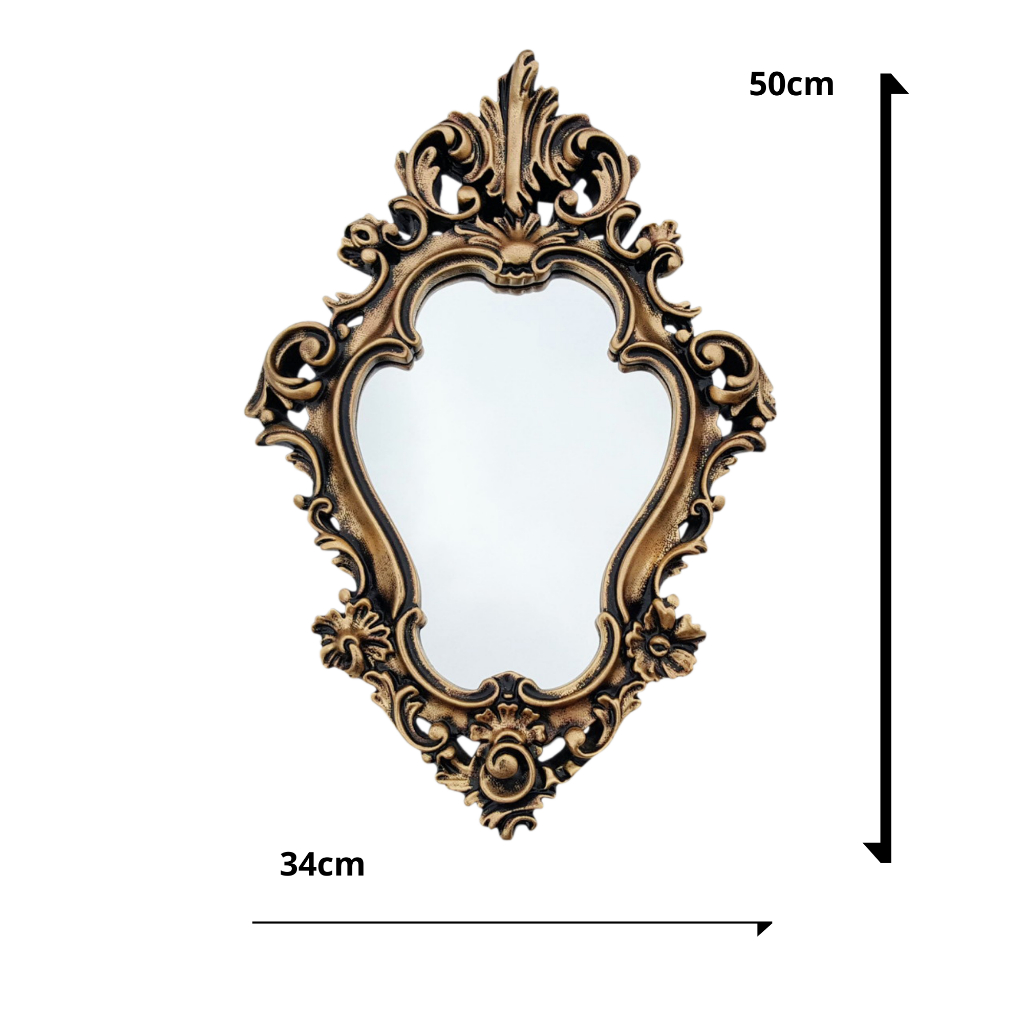 Espelho Decorativo Veneziano Parede Moldura Resina 50x34cm Vintage Provençal Retrô