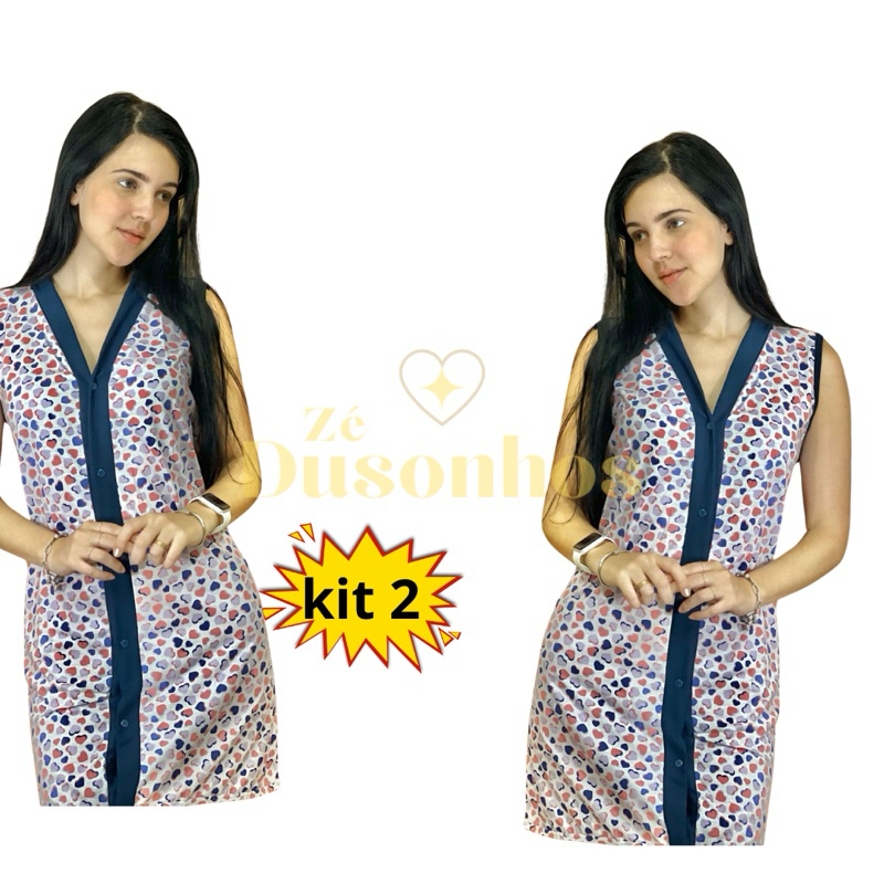 Kit com 2 Camisola de Botão Senhora Verão Pós Operatório