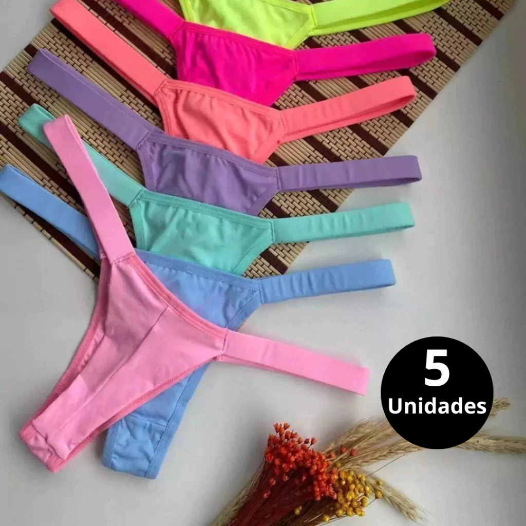 Kit C/5 Calcinha Fio Dental Fio Duplo Calcinha Feminina Lingerie Sensual — imagem 1