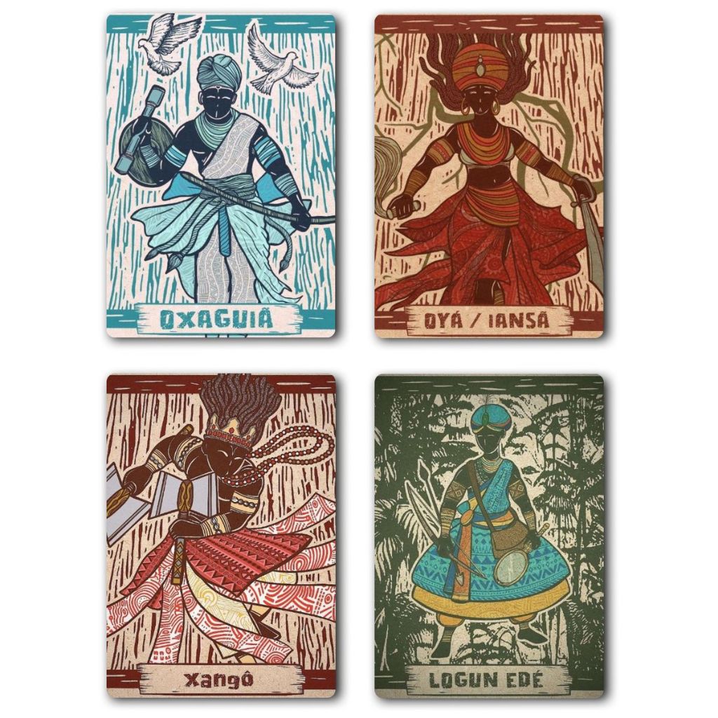 Quadros Decorativos Orixás - Oxaguiã, Iansã, Logunedé e Xangô - Umbanda Candomblé