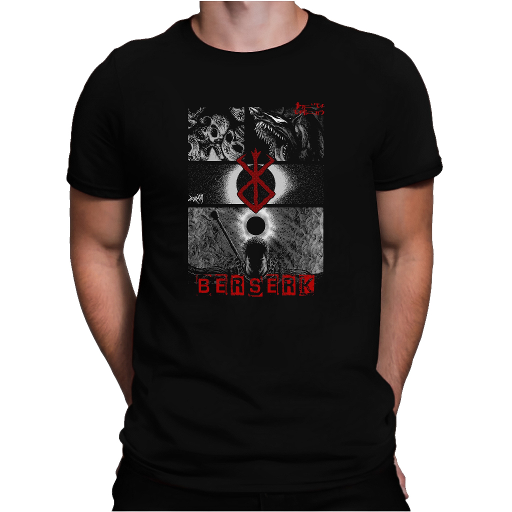 Camiseta Berserk Camisa Anime Básica Algodão Modelo Masculino Tamanhos do Infantil ao Adulto de Algodão Camisa Mangá