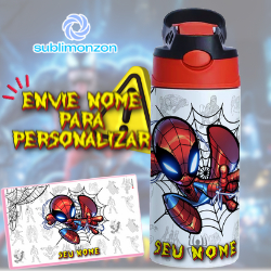 garrafinha termica do HOMEM ARANHA COM NOME GARRAFINHA INFANTIL