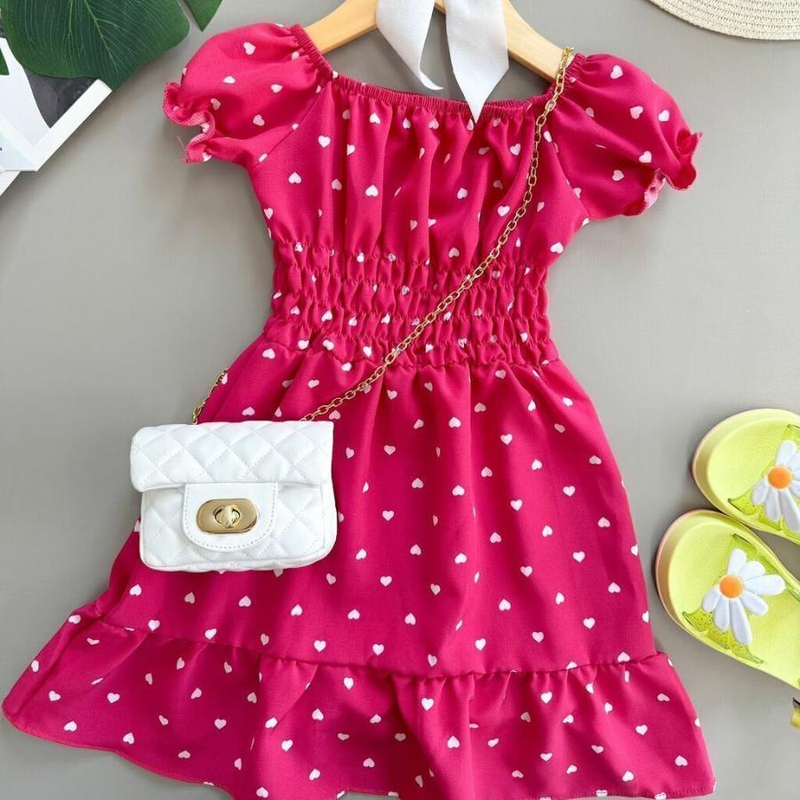 Vestido Infantil Estampa de Coração Tamanho P, M, G,GG (02 ao 08) em Oferta na Shopee