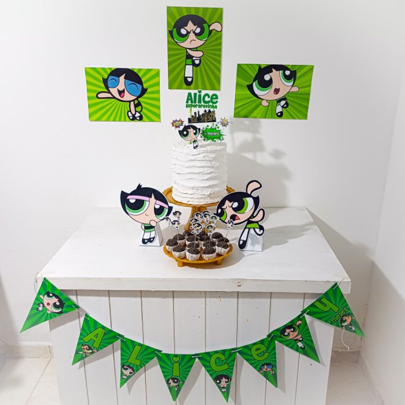 Kit Festa Docinho meninas super poderosas Personalizado Só Um Bolinho Festa em Casa Aniversário Infantil adulto