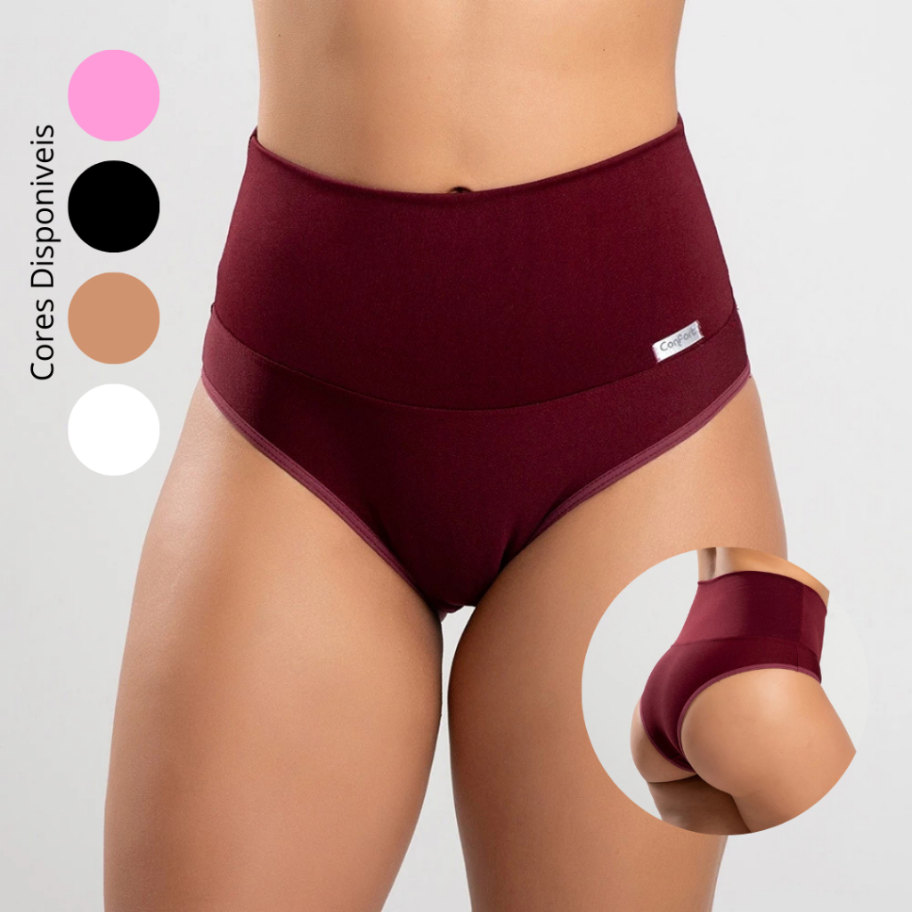 Kit 4 Calcinha cós alto segura barriga Cinta Modeladora Feminina calcinha cintura alta