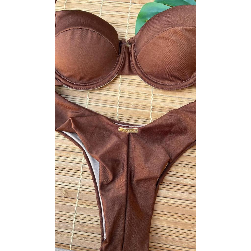 Biquini Meia Taça Com Bojo Fio Duplo Elegante em Oferta na Shopee