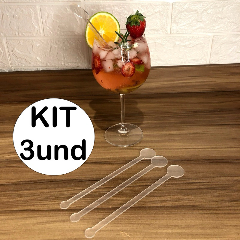 Kit 10 Misturador de Drink ou Mexedor de Gin em Acrílico Personalizável  no