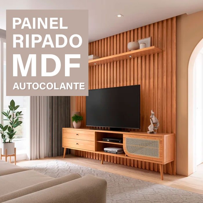 Kit Ripado 5 Peças Placa Revestimento Painel De Parede MDF Autocolante
