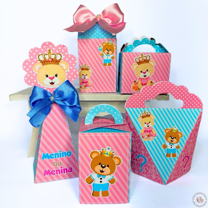 Kit Festa Chá Revelação Caixinhas Personalizadas Lembrancinhas para Festa PEGUE E MONTE