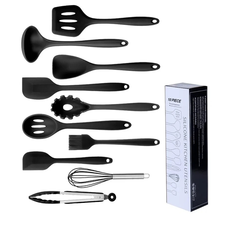 Kit Utensílios De Cozinha Todo Em Silicone 10 Peças em Oferta na Shopee