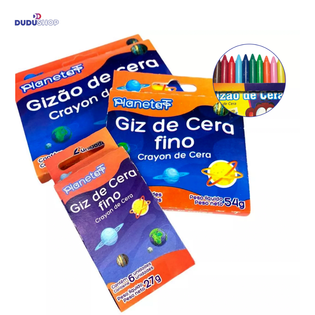 12cx Giz de Cera Atacado Gizão Grosso 12 Cores Giz Escolar Material Volta as Aulas Giz Grande - 20% OFF | Stationery