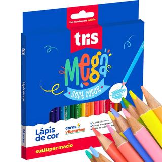 Lápis De Cor 24 Cores Vibrantes Mega Soft Lápis De Pintar Desenhar Colorir - Tris