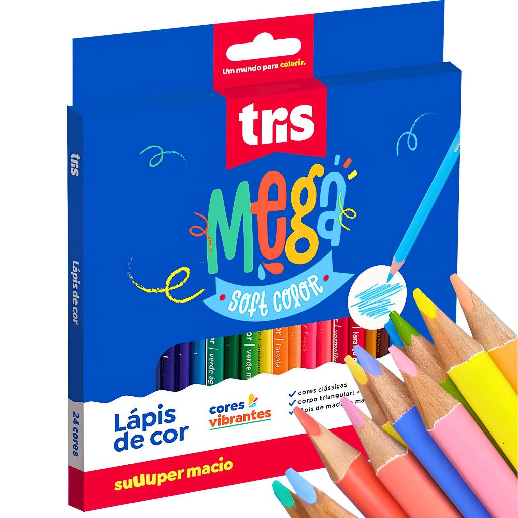 Lápis De Cor Escolar 24 Cores Material Escolar Pintura Cores Viva Lápis De Cor Mega Soft