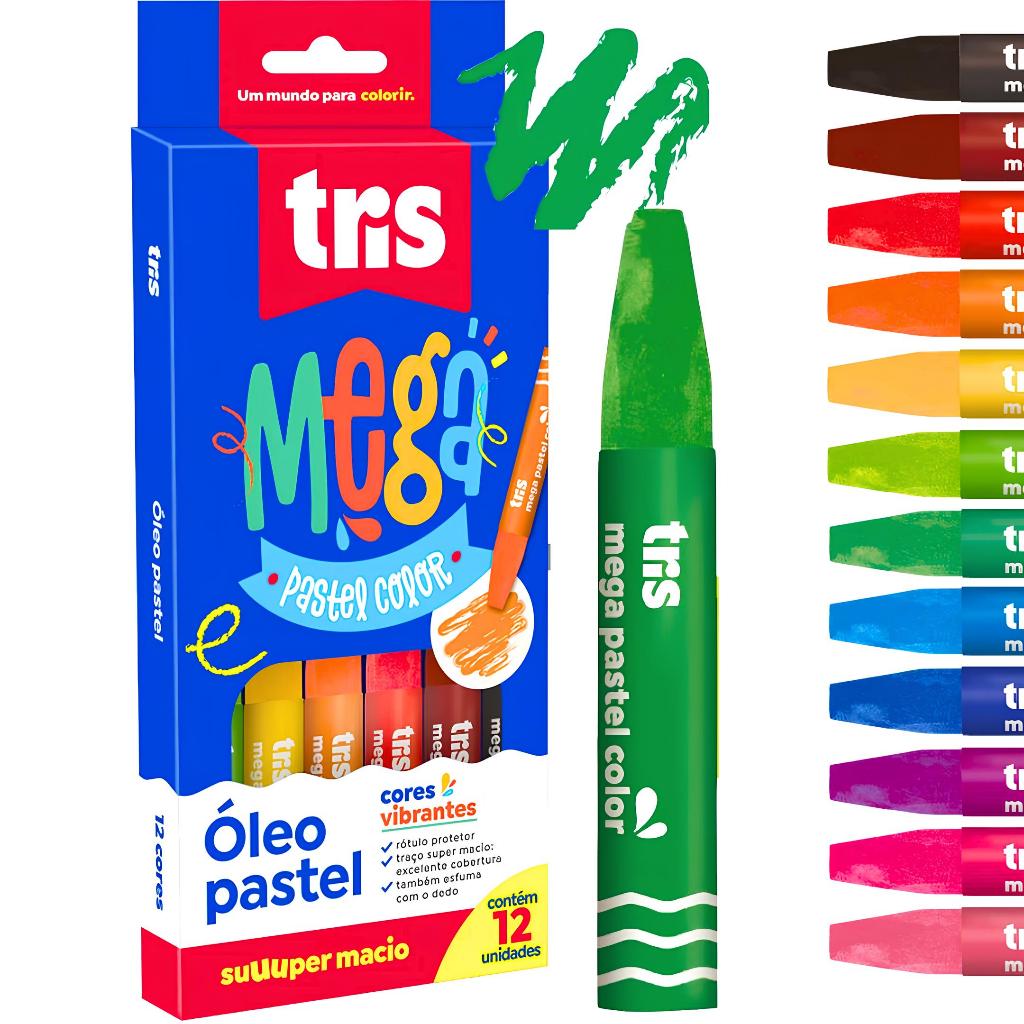 Giz Pastel Oleoso 12 Cores Giz Para Desenhos Pintar Colorir