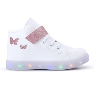 Tenis Feminino Infantil Botinha Borboleta De Led Meninas Cano Alto em Oferta na Shopee