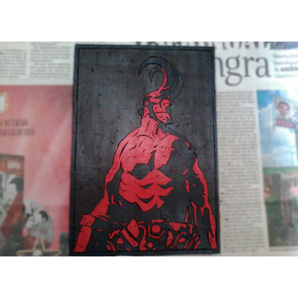 Hellboy Quadro Decorativo de Madeira