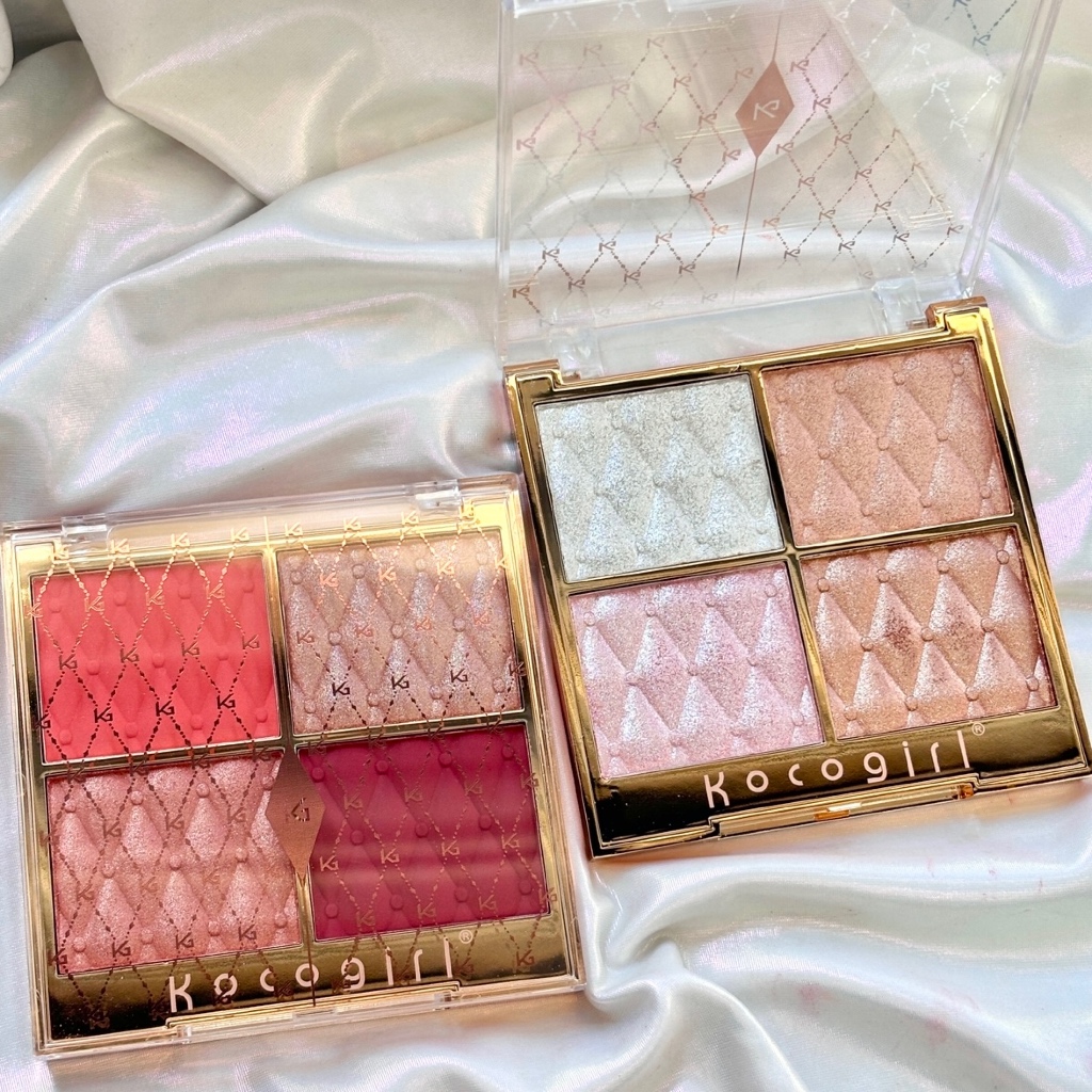 Paleta De Pó Destacador-Cor blush + Champagne bIluminador De Contorno-Impermeável Duradour...