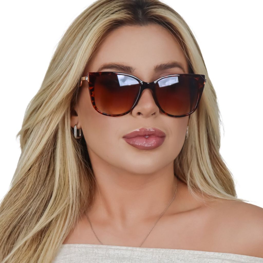 Óculos De Sol Quadrado Arredondado Elegante Moderno Uv400 em Oferta na Shopee