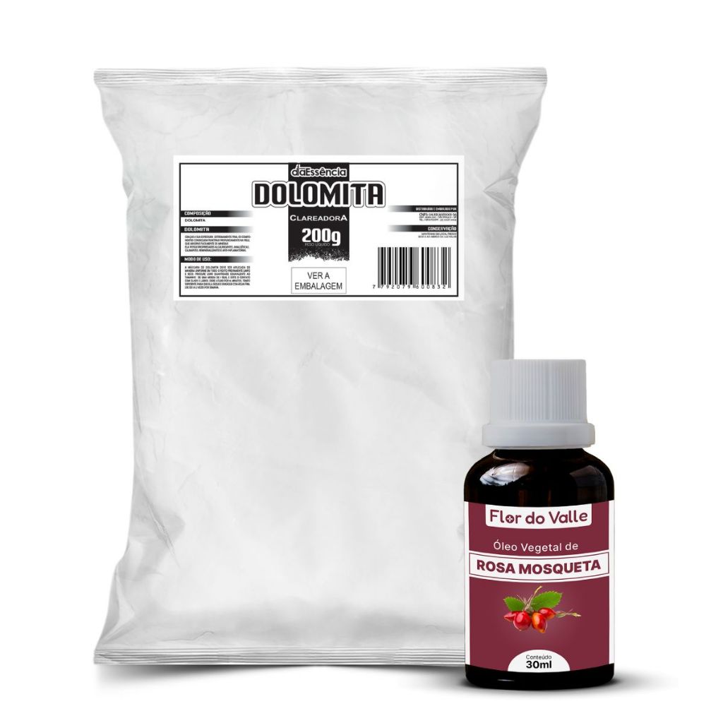 Clareador Natural Skincare (Dolomita 200g + Óleo de Rosa Mosqueta Rubiginosa 30ml) Daessência