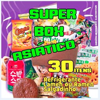 Super Box Asia 30 itens - Refrigerante, Salgadinho, Lamen, Doces e Snacks Orientais Asiático Dorama em Oferta na Shopee