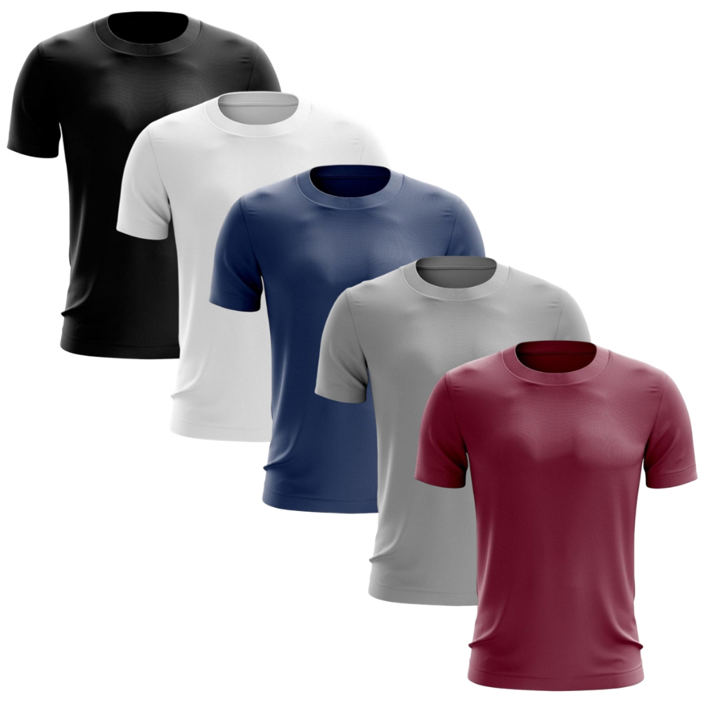 Kit 5 Camisetas Dry Fit Masculina Casual Treino Academia Esportes Exercícios Corrida Cores Sortidas em Oferta na Shopee