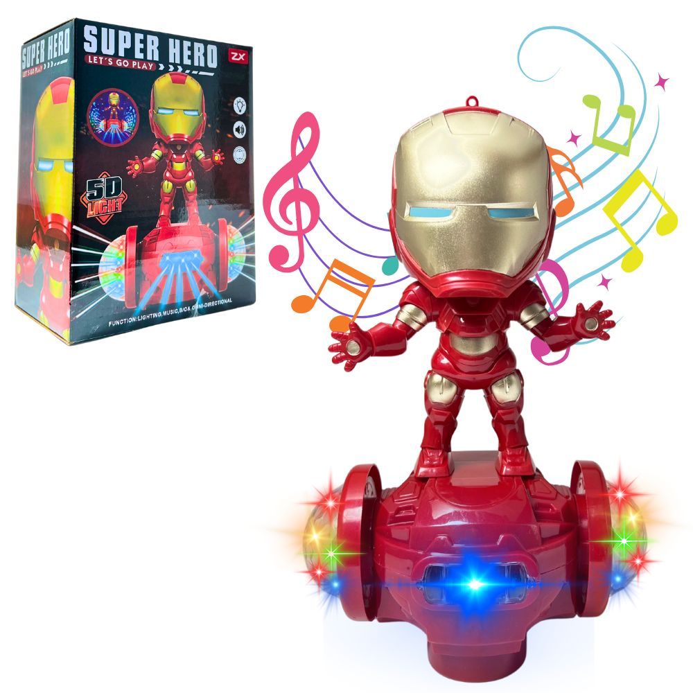 Brinquedo Robô Homem de Ferro Dança com Luzes Som Criança Herói Iron Man Marvel Brinquedo Infantil