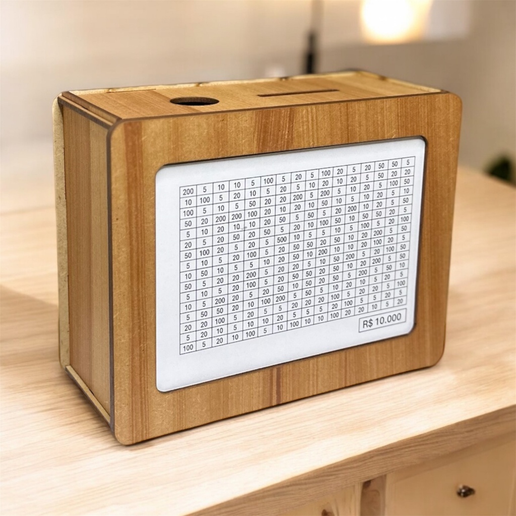 Cofre Marrom Woodbox 1000 5000 10000 Metodo Japones Para Economizar e Guardar Dinheiro