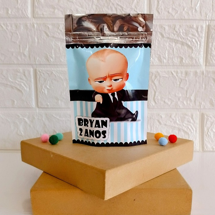 Saquinho Metalizado tamanho P  para lembrancinhas personalizadas de festa de aniversário no tema Poderoso Chefinho