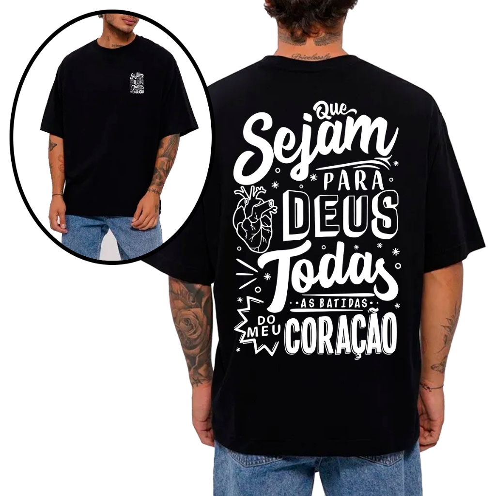 Camiseta Masculina Oversized ou Básica Moda Gospel Jesus Salva Cruz Religiosa Cristã Streetwear