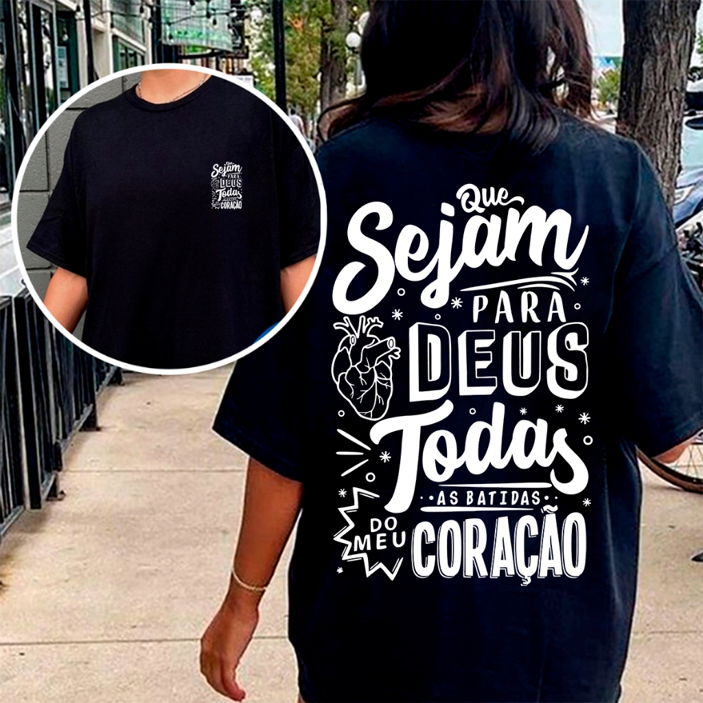 Camiseta Feminina Oversized ou T-Shirt Moda Gospel Jesus Cristo Fé Malha Premium Street Casual