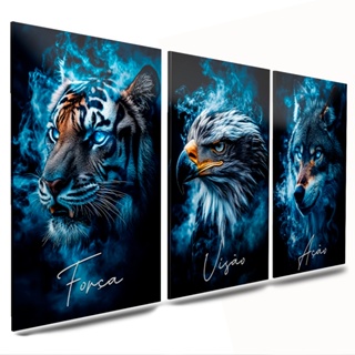 quadro personalizado decorativos tigre aguia leao força sabedoria fe em Oferta na Shopee