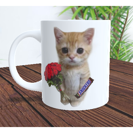 Xícara de gatinho personalizada impressão realista / caneca ceramica/ caneca estilo 3d