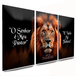 quadros decoraçao sala leao frases o senhor meu pastor e nada me faltara em Oferta na Shopee