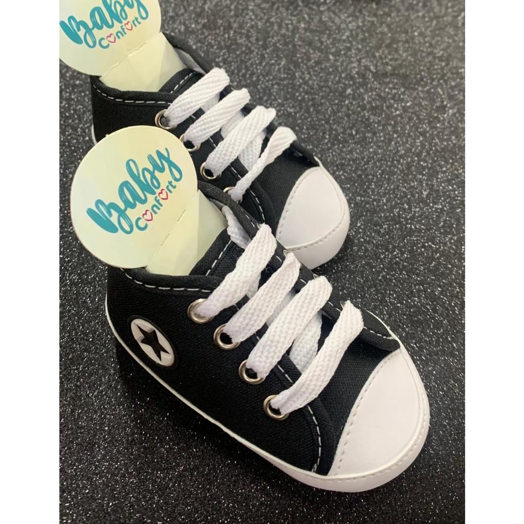 Sapatinho de bebê recém nascido- Tênis Star Preto em Oferta na Shopee