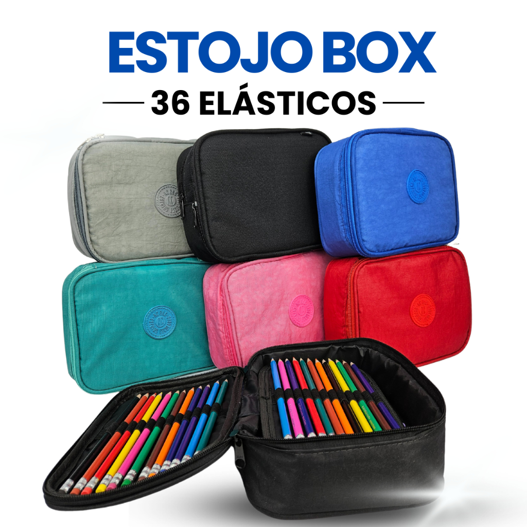 Estojo Escolar Box 100 Pens Alta Capacidade 36 Elásticos Organizador em Oferta na Shopee
