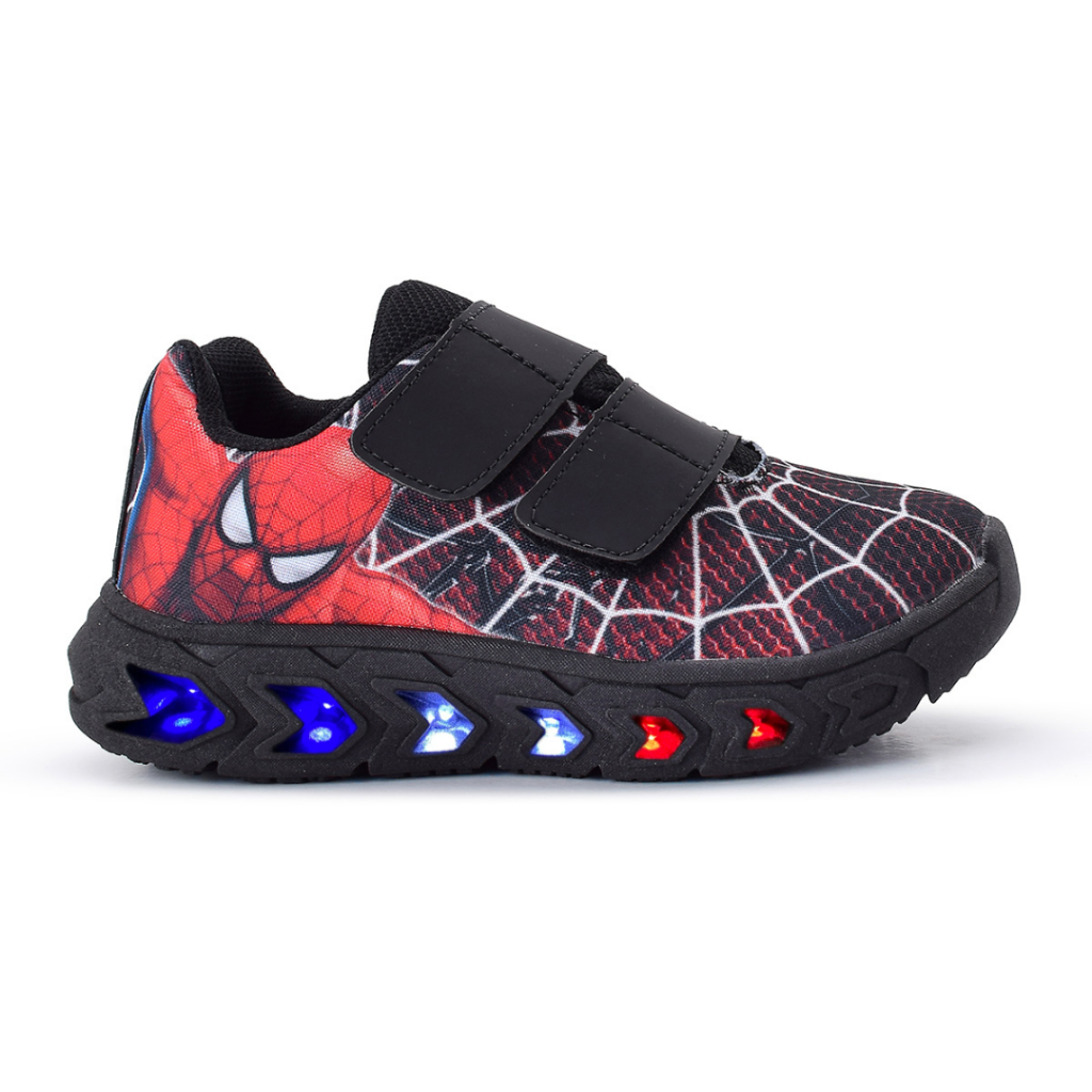 Tenis Masculino Infantil De Led Meninos Homem Aranha Velcro Barato Macio Confortável Brilha Luzinha Pisca que Acende em Oferta na Shopee