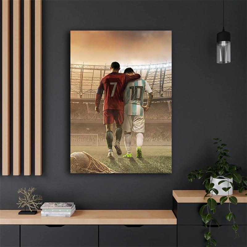 quadro decorativo camisa 10 da argentina e camisa 7 de portugal futebol para sala quarto escritório