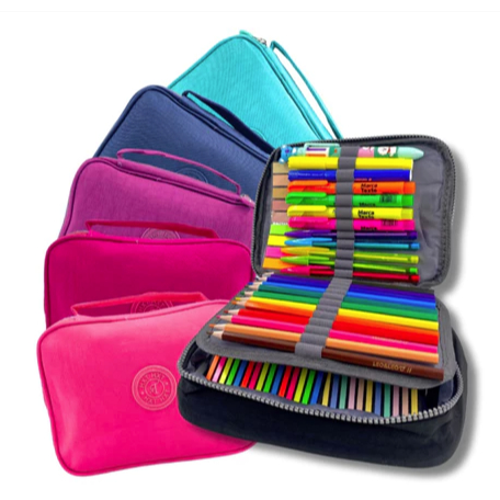 Estojo Escolar Feminino/ Masculino Box Juvenil Martelasse Organizador Grande COM  2 Compartimentos em Oferta na Shopee