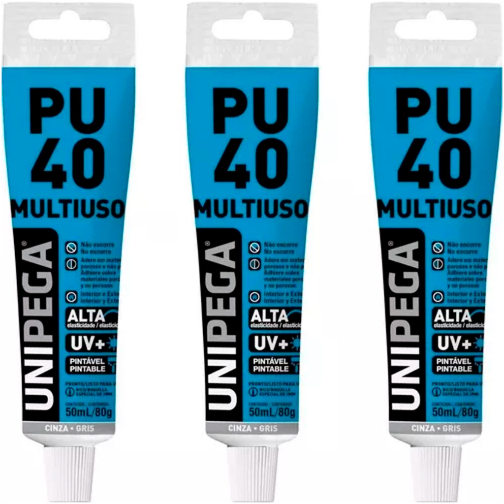 Kit 3 Cola Adesivo Pu40 Selante Poliuretano 80g Multiuso Vedação em Oferta na Shopee