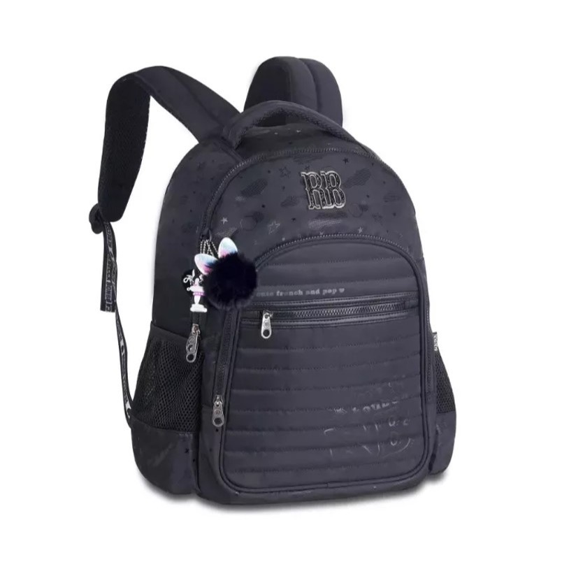 Mochila de Costas Infantil Rebecca Bonbon Holográfica Preta RB24589 - Baby & Kids Fashion