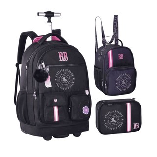 Kit Mochila de Carrinho Rebbeca Bonbon College Lancheira e Estojo RB24544 em Oferta na Shopee