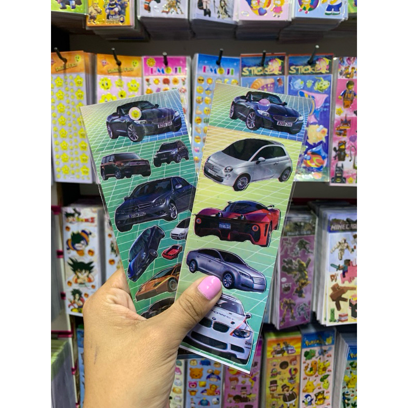 kit com 10/15 cartelas de adesivo de carro - figurinha em Oferta na Shopee