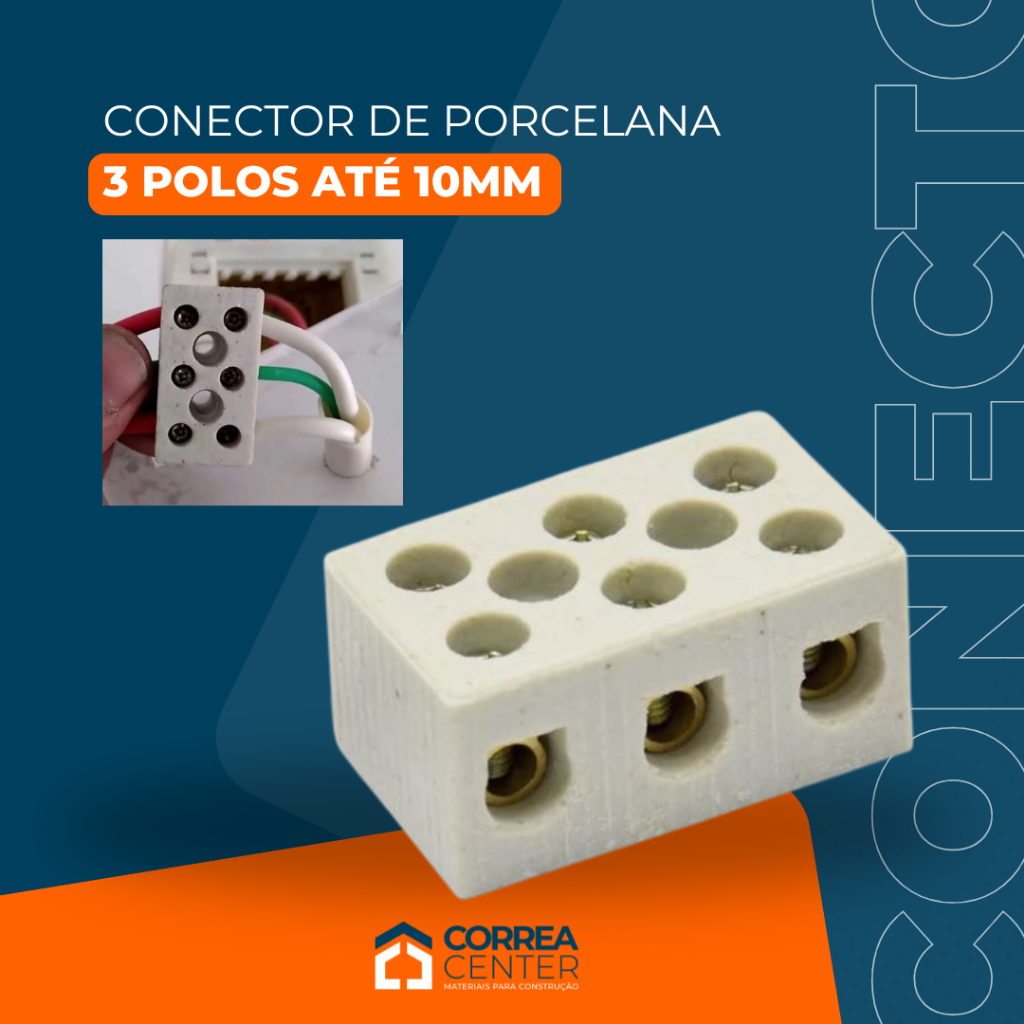 Conector De Porcelana Não Derrete Sindal 3 Polos Para Fio Até 10mm