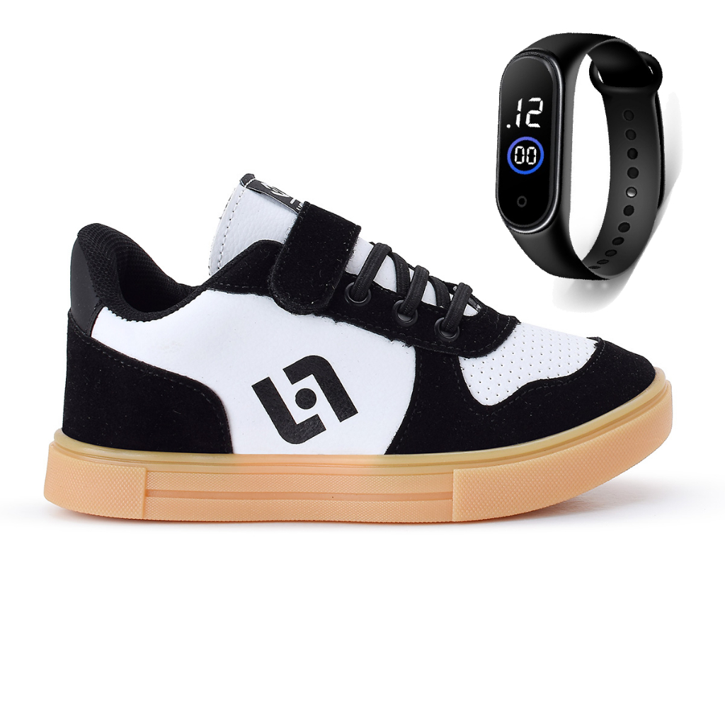 Tenis Infantil Casual Sapatenis Meninos Meninas Street Calce Facil + Relogio em Oferta na Shopee