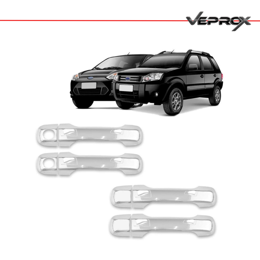 Kit de Maçaneta Aplique Cromado Ford Fiesta 2003 á 2014 Ecosport 2003 á 2012 4 Portas em Oferta na Shopee