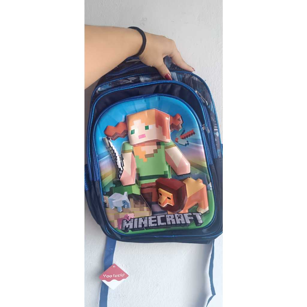 mochila de costas alto relevo do minicraft