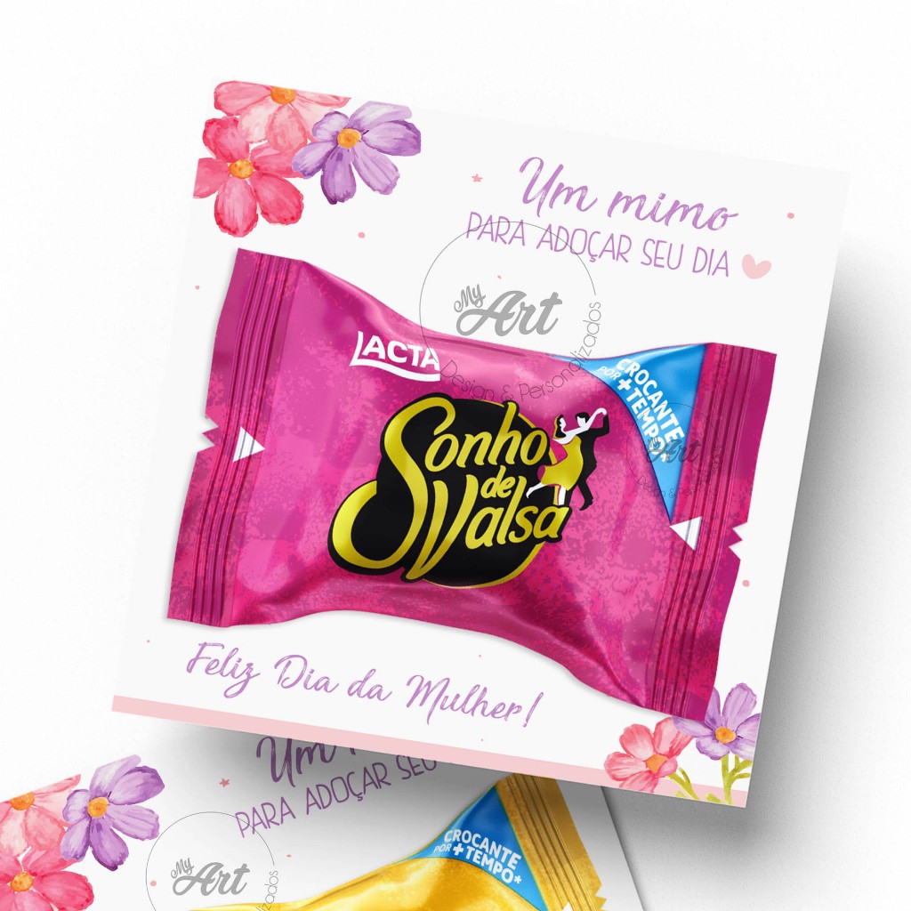 Cartão para Bombom Mimo Presente Dia da Mulher