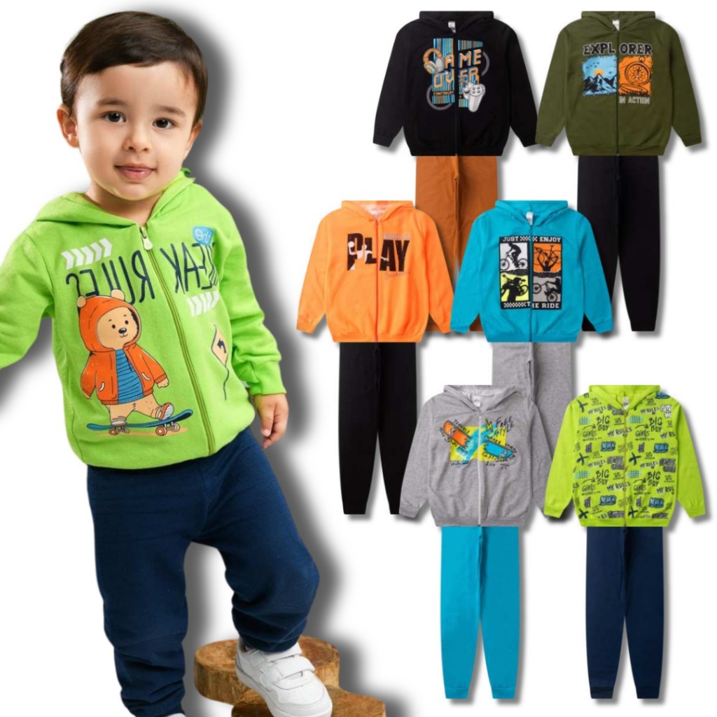 Kit 2 ou 6 Peças Conjunto Inverno Masculino Infantil e Juvenil tamanho 01 ao 03