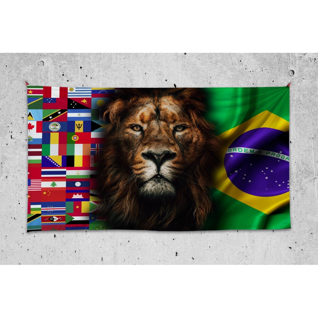 Bandeira PAISES -  Leão da Tribo de Judá Brasil e Nações Oxford com Acabamento a Laser em Oferta na Shopee